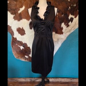 Julian Taylor Elegant Black Ruffle Midi Dress